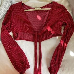 Super cropped red beginning boutique tie top!
